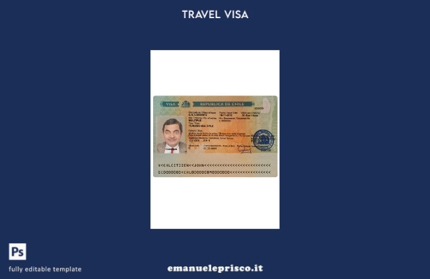 modello di visto turistico per il Cile in stile verificato